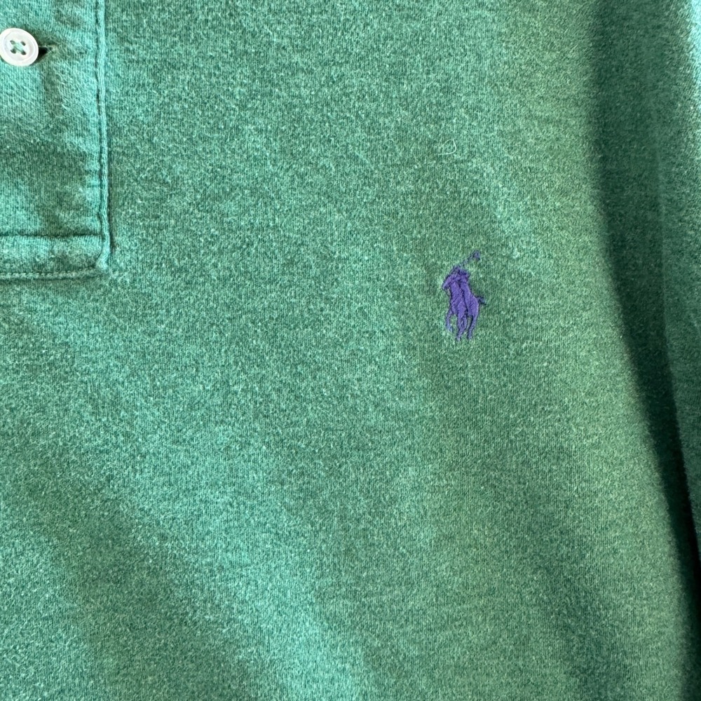 Polo Ralph Lauren L/S Polo Shirt XXL Green Cotton Classic Preppy Heritage‎ READ - Picture 9 of 9